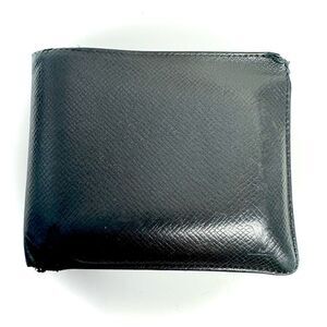 LV Louis Vuitton Black Epi Leather Bifold Wallet Bilfold Multiple Wallet MI0045